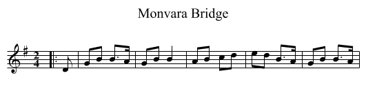 Monvara Bridge - staff notation