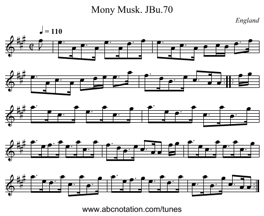 Mony Musk. JBu.70 - staff notation
