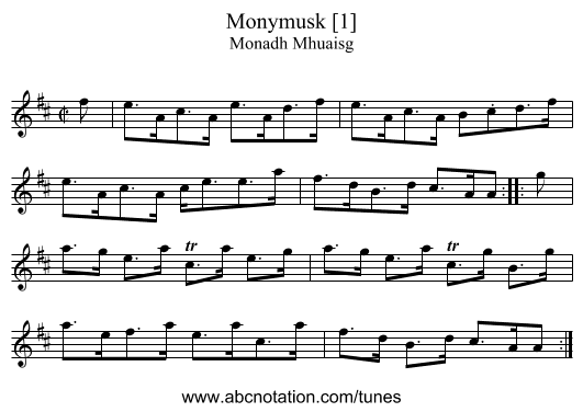 Monymusk [1] - staff notation