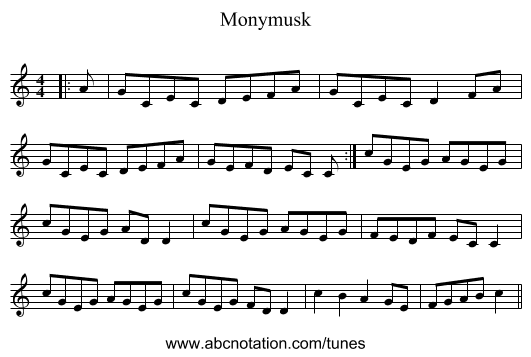 Monymusk - staff notation