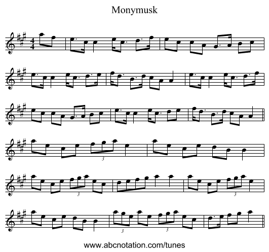 Monymusk - staff notation