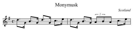 Monymusk - staff notation
