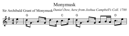 Monymusk - staff notation
