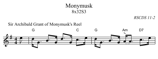 Monymusk - staff notation