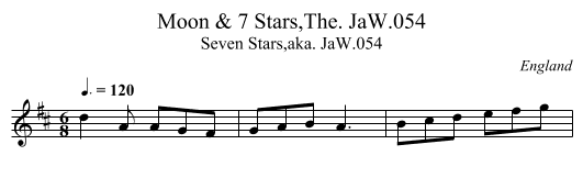 Moon & 7 Stars,The. JaW.054 - staff notation