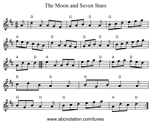 Moon and Seven Stars, The - staff notation