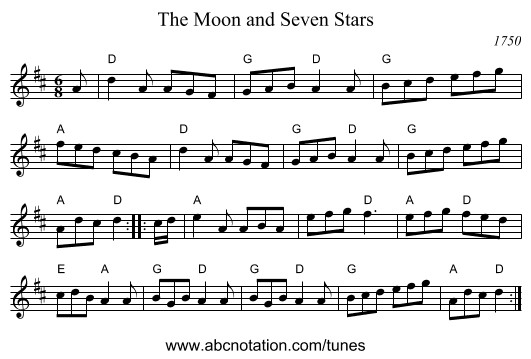 Moon and Seven Stars, The - staff notation