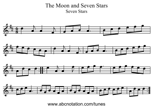 Moon and Seven Stars, The - staff notation