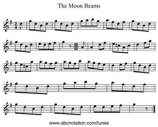 Moon Beams, The - staff notation