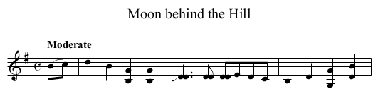 Moon behind the Hill - staff notation