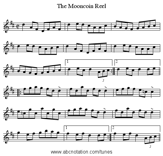 Mooncoin Reel, The - staff notation