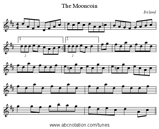Mooncoin, The - staff notation