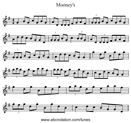 Mooney's - staff notation