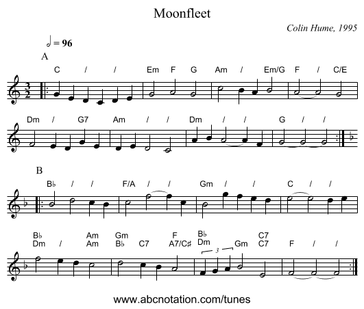 Moonfleet - staff notation