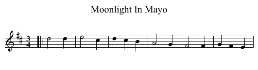 Moonlight In Mayo - staff notation