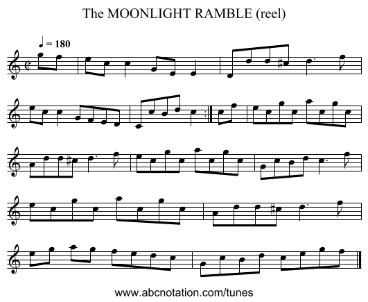 MOONLIGHT RAMBLE (reel), The - staff notation