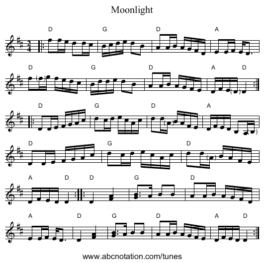 Moonlight - staff notation