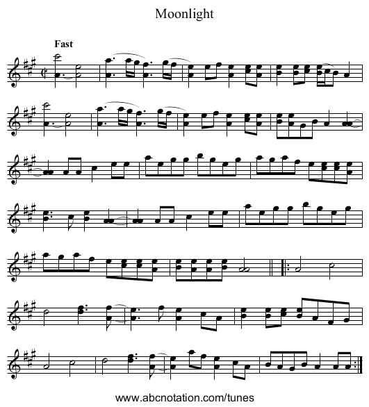 Moonlight - staff notation