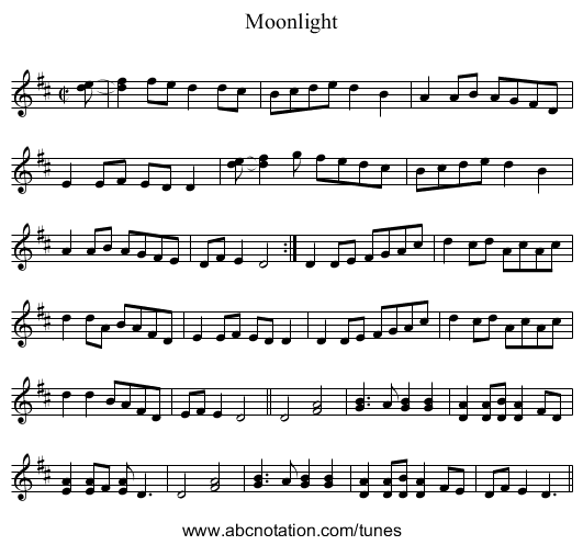 Moonlight - staff notation