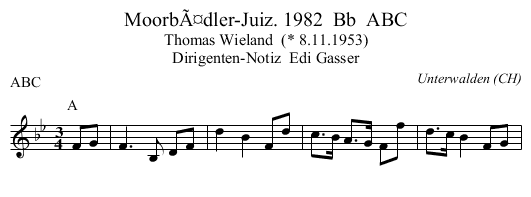 MoorbÃ¤dler-Juiz. 1982  Bb  ABC - staff notation
