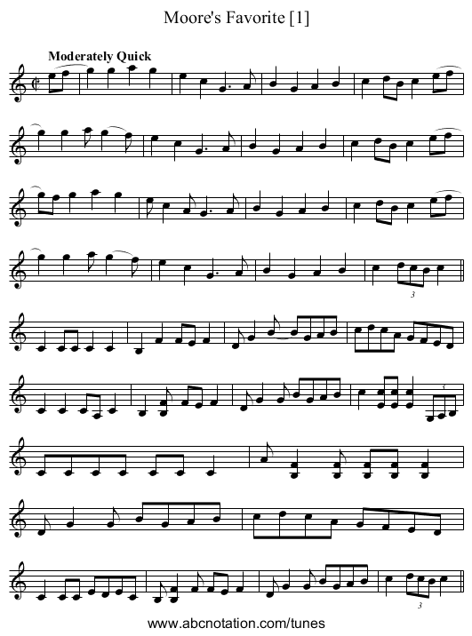 Moore's Favorite [1] - staff notation