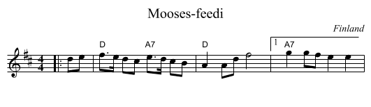 Mooses-feedi - staff notation