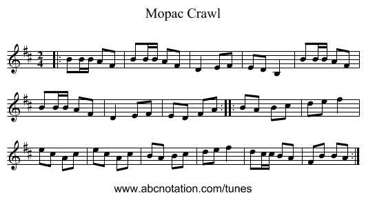 Mopac Crawl - staff notation