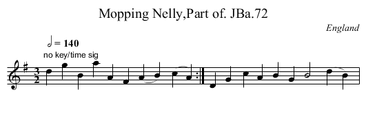 Mopping Nelly,Part of. JBa.72 - staff notation