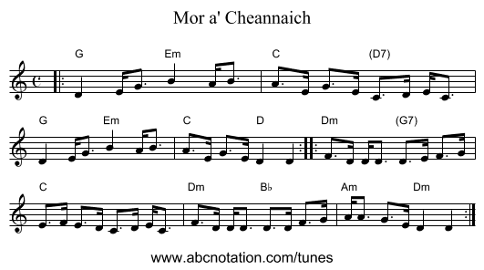Mor a' Cheannaich - staff notation