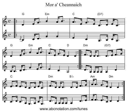 Mor a' Cheannaich - staff notation