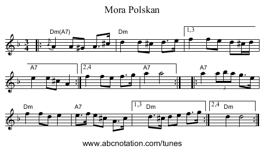 Mora Polskan - staff notation