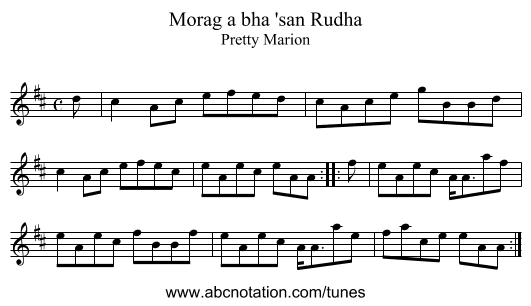 Morag a bha 'san Rudha - staff notation