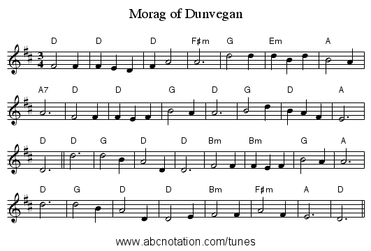 Morag of Dunvegan - staff notation