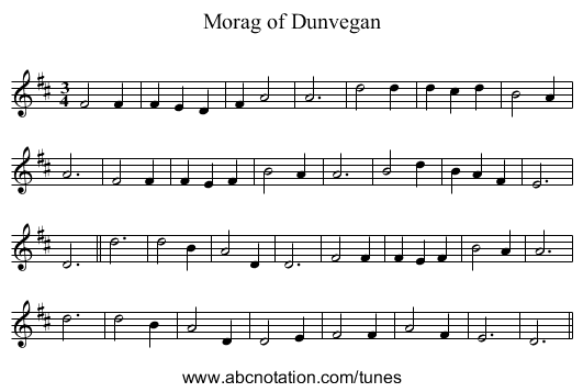 Morag of Dunvegan - staff notation