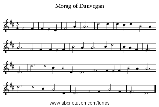 Morag of Dunvegan - staff notation