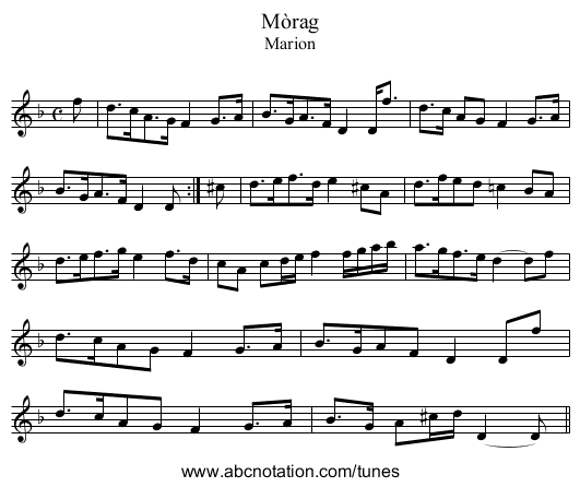 Mòrag - staff notation