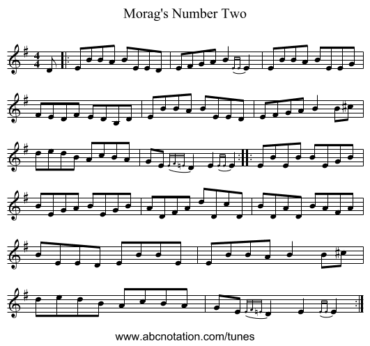 Morag's Number Two - staff notation