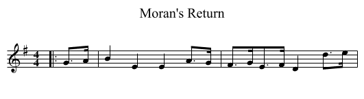 Moran's Return - staff notation