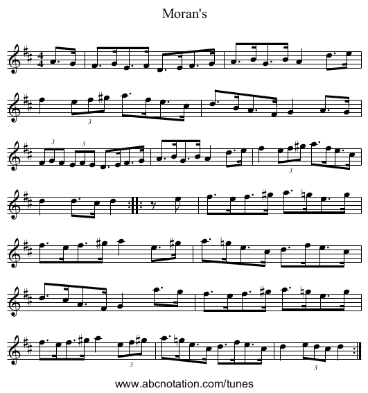 Moran's - staff notation