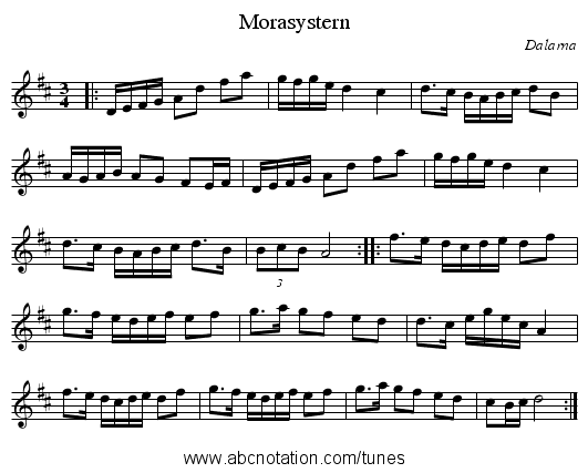 Morasystern - staff notation