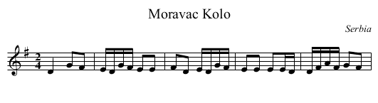 Moravac Kolo - staff notation