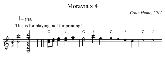 Moravia x 4 - staff notation