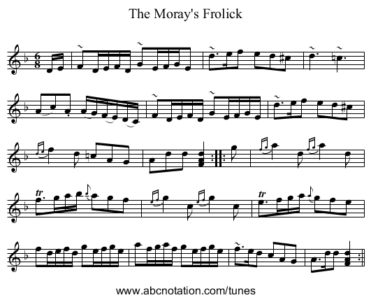Moray's Frolick, The - staff notation