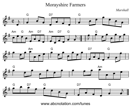 Morayshire Farmers - staff notation