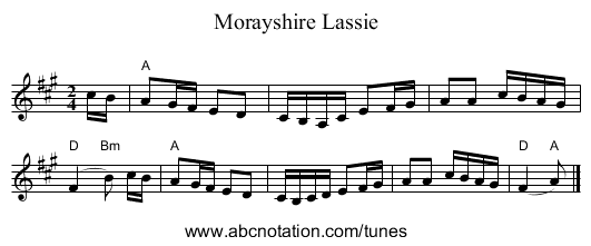 Morayshire Lassie - staff notation
