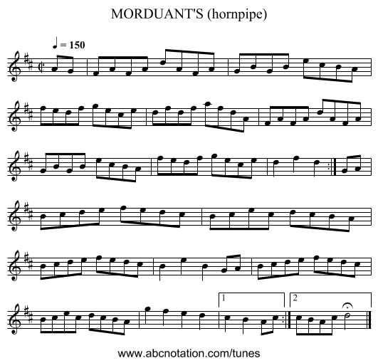 MORDUANT'S (hornpipe) - staff notation