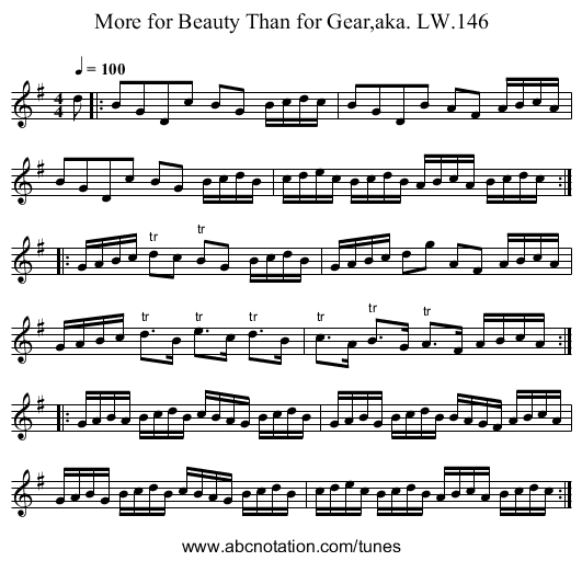 More for Beauty Than for Gear,aka. LW.146 - staff notation
