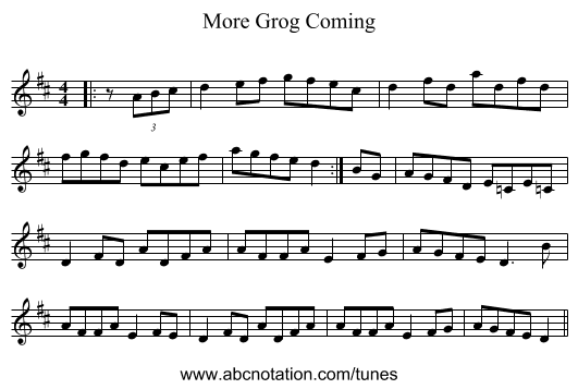 More Grog Coming - staff notation
