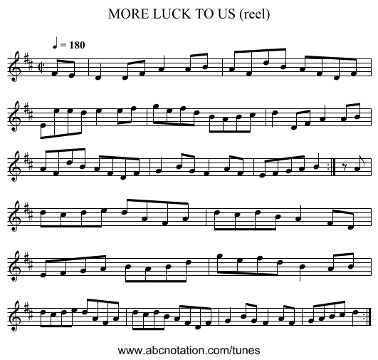 MORE LUCK TO US (reel) - staff notation
