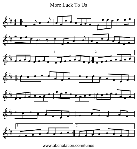 More Luck To Us - staff notation